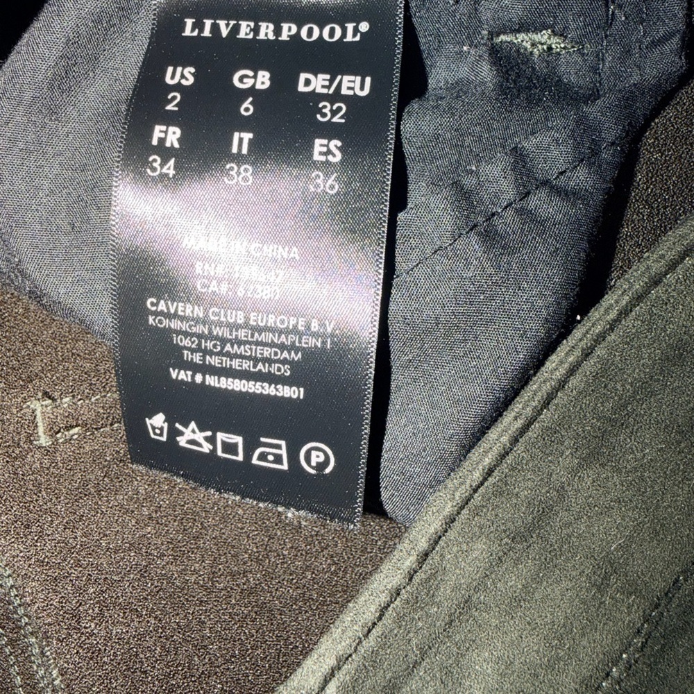 Liverpool Los Angeles suede like dark green skinny pants size 2/26 - Picture 5 of 5